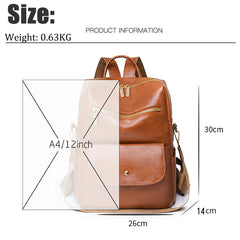 Vintage High Leather Backpack for Women