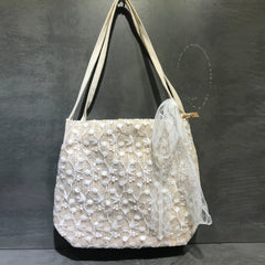 Women Lace Woven Shoulder Bag Embroidered Bucket Beach Bags