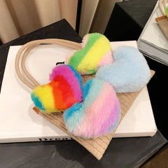 Heart-shaped Fluffy Tote Bag for Women, Large Capacity Single Shoulder Purse