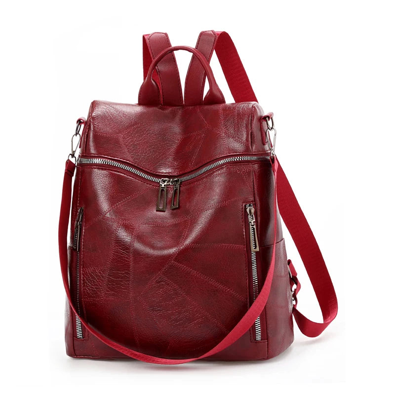 Women Leather Backpacks Shoulder Bags High-Capacity Female Backpack