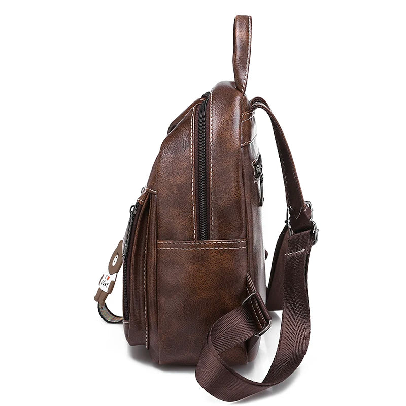 Women Leather Backpacks For Girls Travel School Backpack Female
