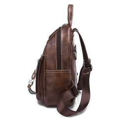 Women Leather Backpacks For Girls Travel School Backpack Female