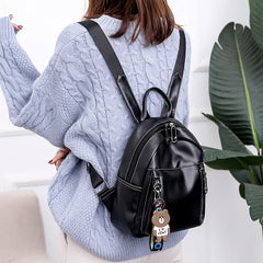 Women Leather Backpacks For Girls Travel School Backpack Female
