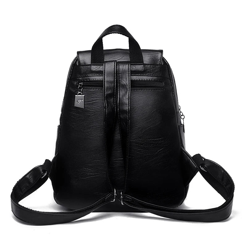 Vintage Leather Backpack for Women Girls School Bag Travel Bagpack