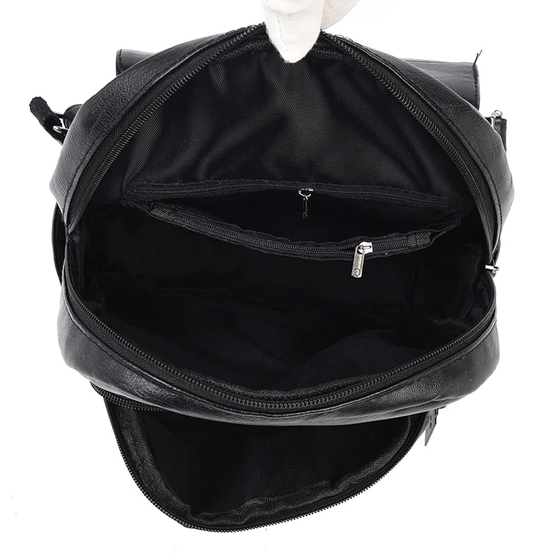 Vintage Leather Backpack for Women Girls School Bag Travel Bagpack