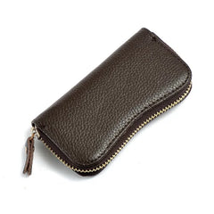 Cowhide Leather Zipper Purse Key Rings Bag Key Wallets