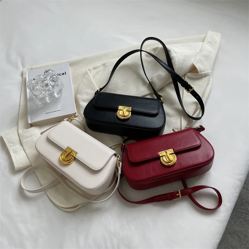Women PU Leather Shoulder Bags Stylish Handbags Retro Ladies Messenger Bags