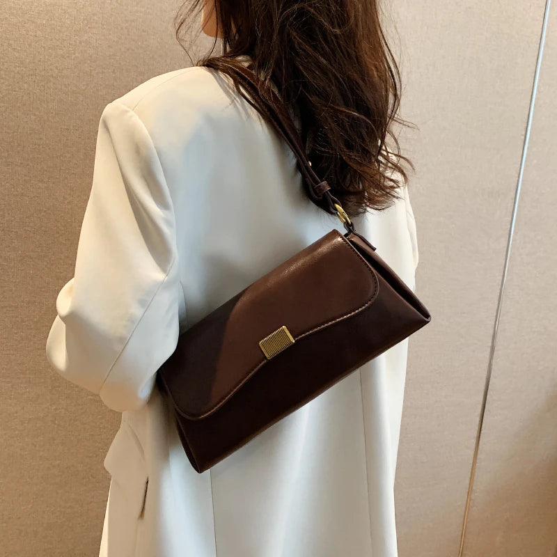 Women PU Leather Retro Shoulder Bags Stylish Simplicity Handbags