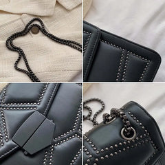 Women PU Leather Rivet Chain Shoulder Bag Handbags Crossbody Messenger Bags
