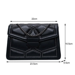 Women PU Leather Rivet Chain Shoulder Bag Handbags Female Crossbody Messenger Ba
