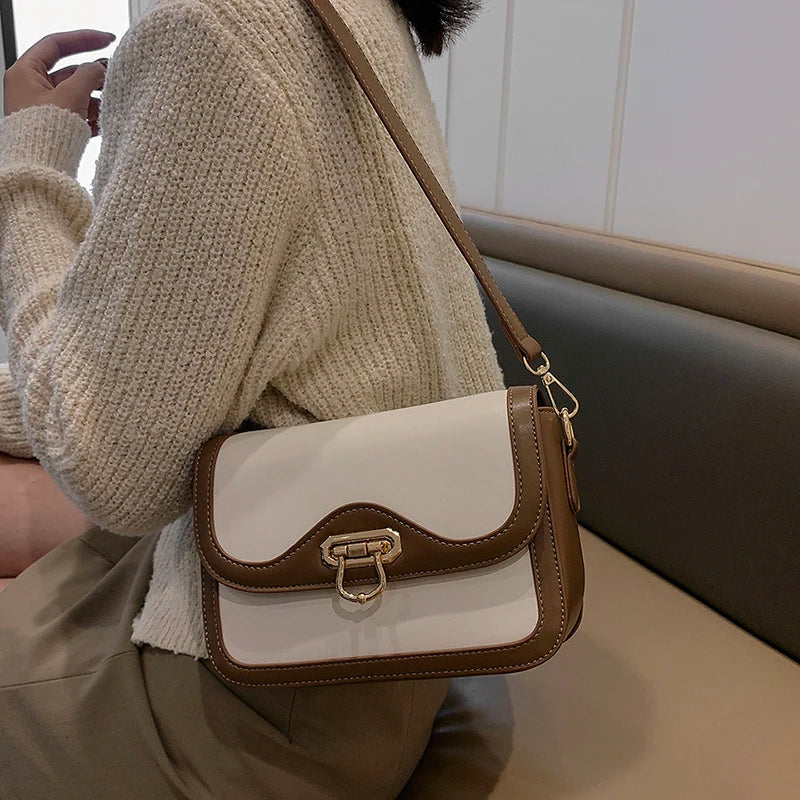 Women PU Leather Shoulder Bag Crossbody Bag Ladies Pactchwork Handbags