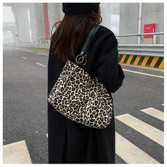Leopard Shoulder Bags Large Capacity Tote Canvas Shopping Travel Bags