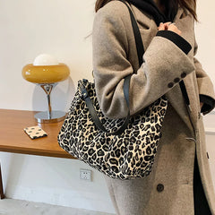 Leopard Canvas Shoulder Tote Bag
