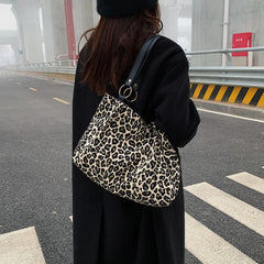 Leopard Canvas Shoulder Tote Bag