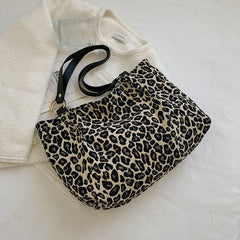 Leopard Canvas Shoulder Tote Bag