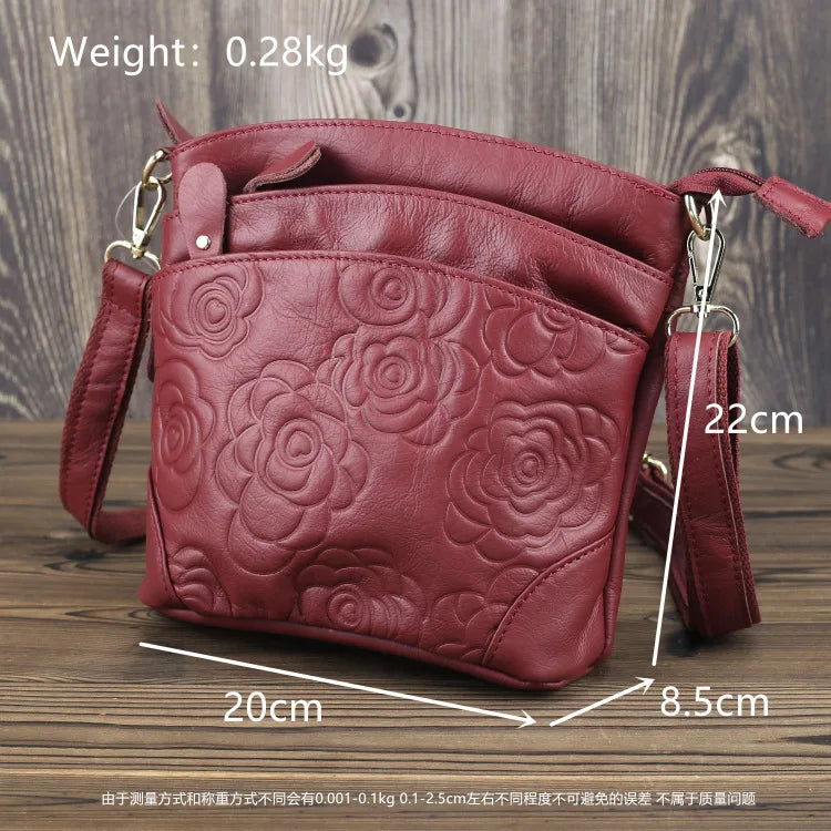 Women Leather Clutch Flowers Crossbody Bag Lady Small Clutch