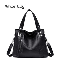 Women Retro Tassel Tote Bag Messenger Handbag High PU Leather Shoulder Bag
