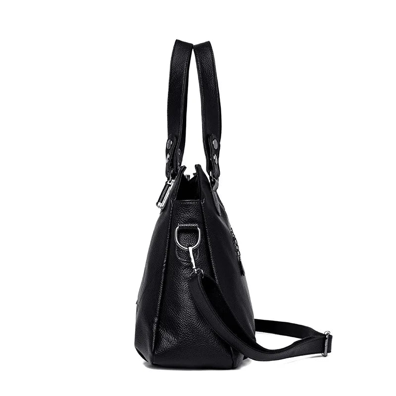 Women Retro Tassel Tote Bag Messenger Handbag High PU Leather Shoulder Bag