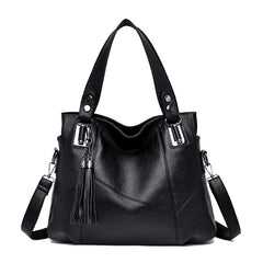 Women Retro Tassel Tote Bag Messenger Handbag High PU Leather Shoulder Bag