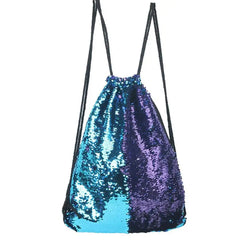 Sequins Drawstring Backpack School Bag Travel Rucksack