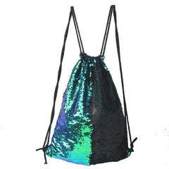 Sequins Drawstring Backpack School Bag Travel Rucksack