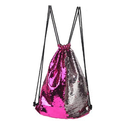 Sequins Drawstring Backpack School Bag Travel Rucksack