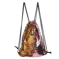 Sequins Drawstring Backpack School Bag Travel Rucksack