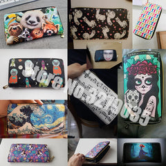 Maltese Floral Long Leather Wallet for Women