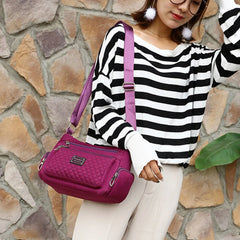 Women Shoulder Bag Nylon Crossbody Bags Female Waterproof Plaid Messenger Bag