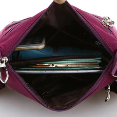 Women Shoulder Bag Nylon Crossbody Bags Female Waterproof Plaid Messenger Bag
