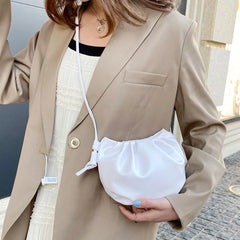 Small Leather Crossbody Bag Female Ladies Messenger Bag Mini Zipper Cloud Bag