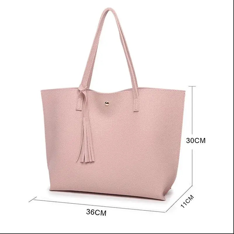 Tassel Shoulder Bag PU Lady Shopping Bag Large Tote Bag Female Handbags