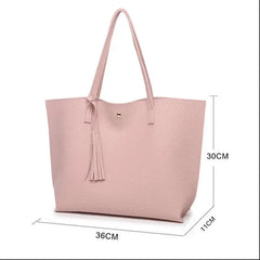 Tassel Shoulder Bag PU Lady Shopping Bag Large Tote Bag Female Handbags