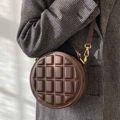 Women Shoulder Bags Rhombus Chocolate Round Cake Handbag Female Wallet