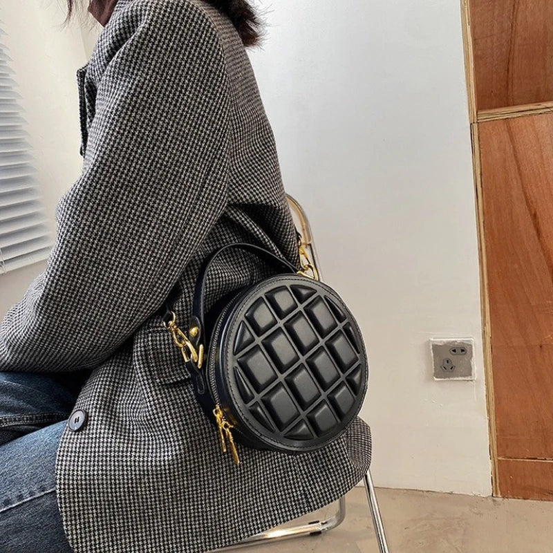 Women Shoulder Bags Rhombus Chocolate Round Cake Handbag Female Wallet
