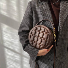 Women Shoulder Bags Rhombus Chocolate Round Cake Handbag Female Wallet