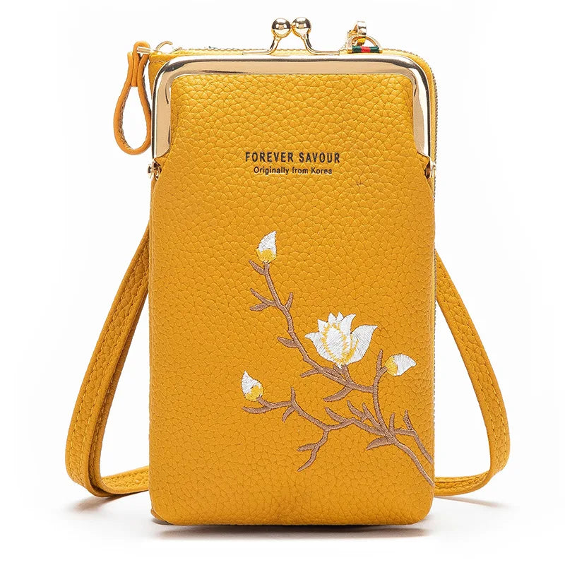 Women Crossbody Shoulder Bag Embroidery Flower Bolsas Phone Purses