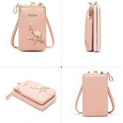 Women Crossbody Shoulder Bag Embroidery Flower Bolsas Phone Purses