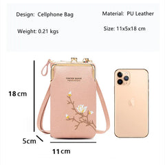 Women Crossbody Shoulder Bag Embroidery Flower Bolsas Phone Purses