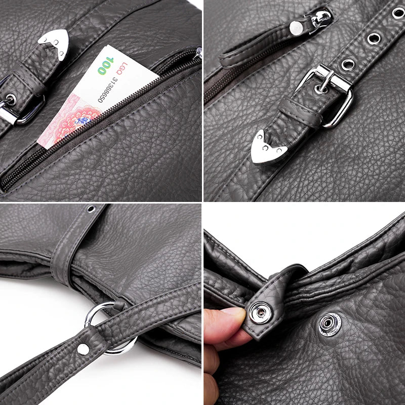 Soft Leather Handbags Large Capacity Tote Bag Female Shoulder Bags