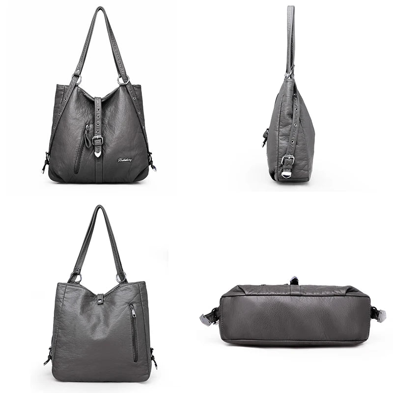 Soft Leather Handbags Large Capacity Tote Bag Female Shoulder Bags