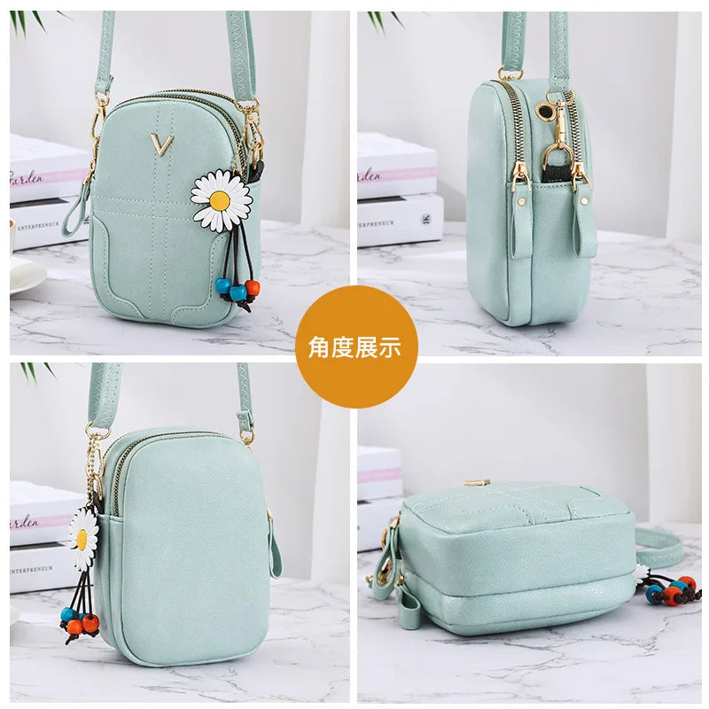 Soft Leather Zipper Crossbody Bag Large Capacity Single Shoulder Wallet