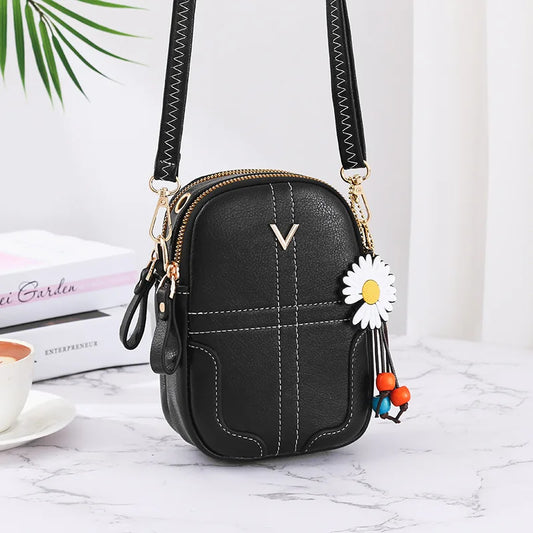 Soft Leather Zipper Crossbody Bag Large Capacity Single Shoulder Wallet