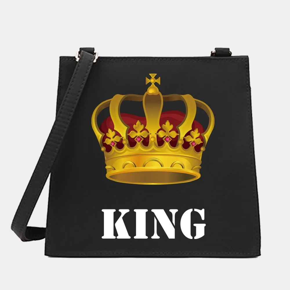 Women Square Bags Shoulder Crossbody King&Queen Series Pattern Tote Messenger Ba