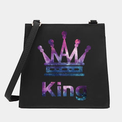 Women Square Bags Shoulder Crossbody King&Queen Series Pattern Tote Messenger Ba