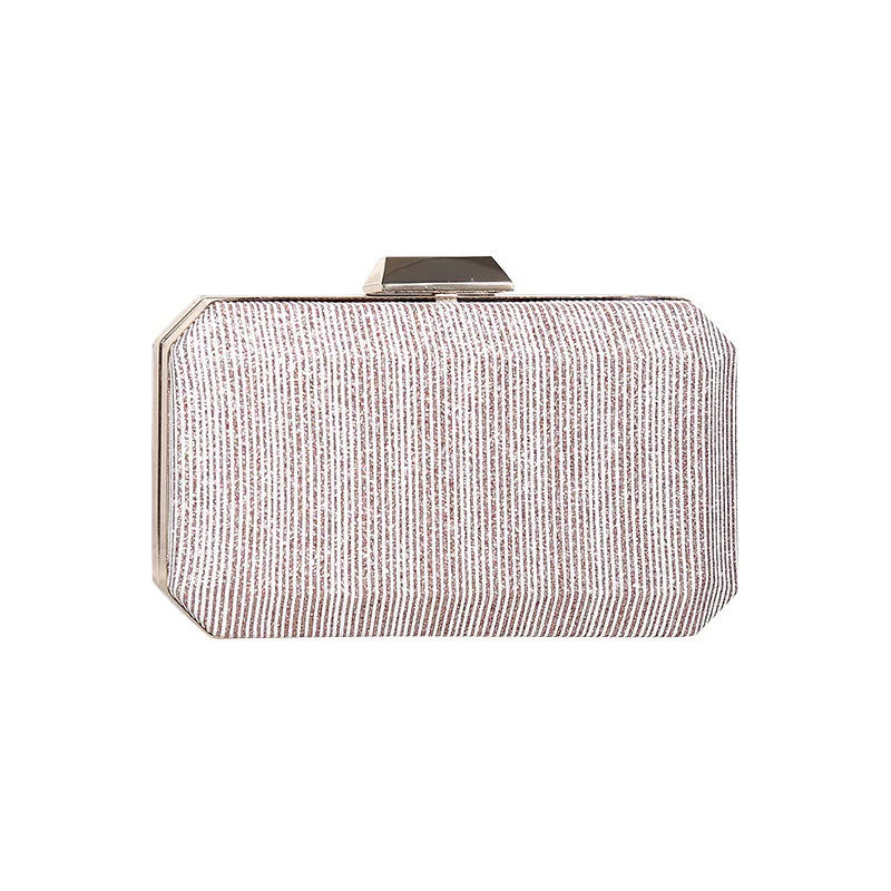 Striped Evening Clutch Bag Wedding Party Wallet Chain Shoulder Purse