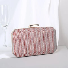 Striped Evening Clutch Bag Wedding Party Wallet Chain Shoulder Purse