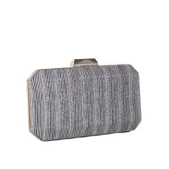 Striped Evening Clutch Bag Wedding Party Wallet Chain Shoulder Purse