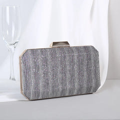 Striped Evening Clutch Bag Wedding Party Wallet Chain Shoulder Purse