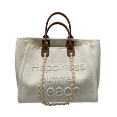 Women Tote Bag Canvas Large Handbag Chains Leather Shoulder Bags